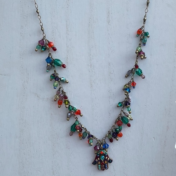 Michal Golan Hamsa Necklace multicolored 18” - Picture 2 of 11